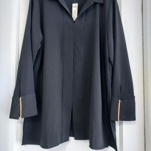 Chico's Black Collared Blouse